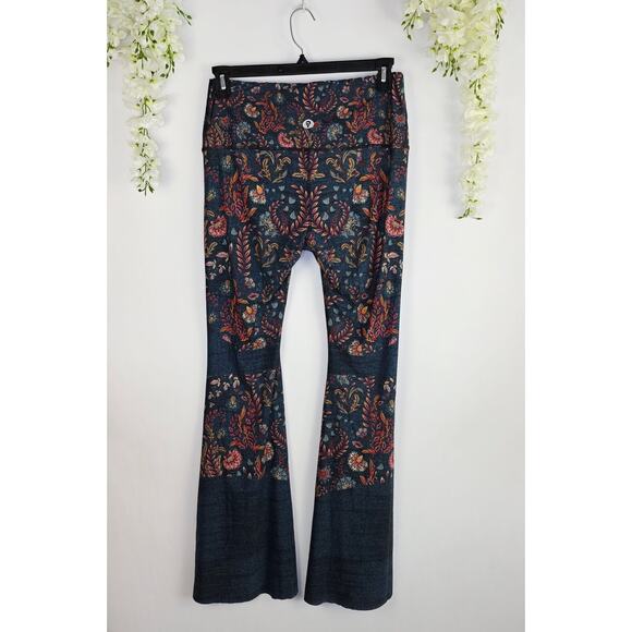 Yoga Democracy Bell Bottom Leggings XL Hippie Flare Leg Festival Floral Boho 70s - Picture 5 of 16